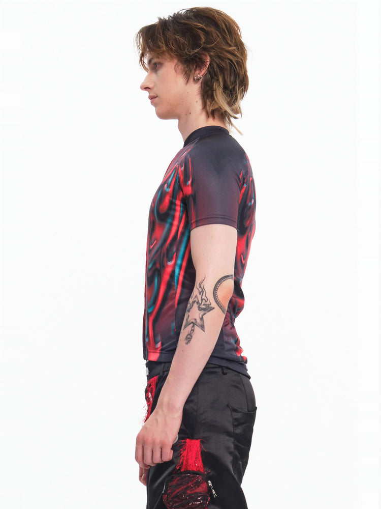 EMBRYO RED SIGNAL fitted cycling top — side or detail presentation