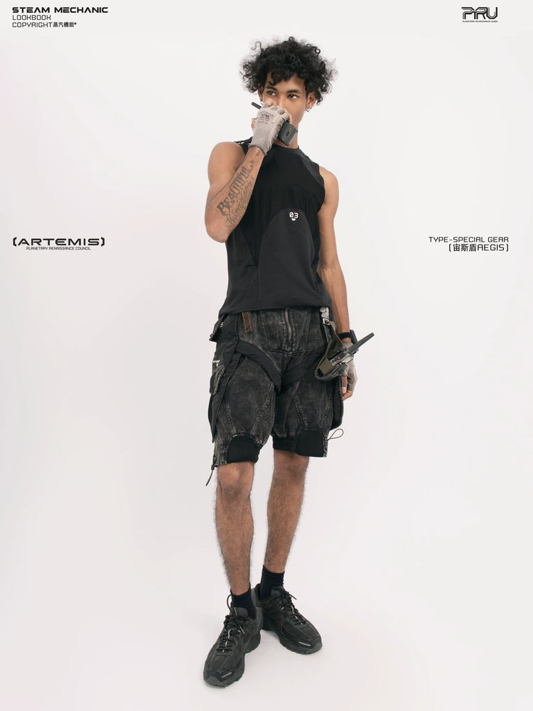 AEGIS blackbird black distressed mesh tank — alternate product view