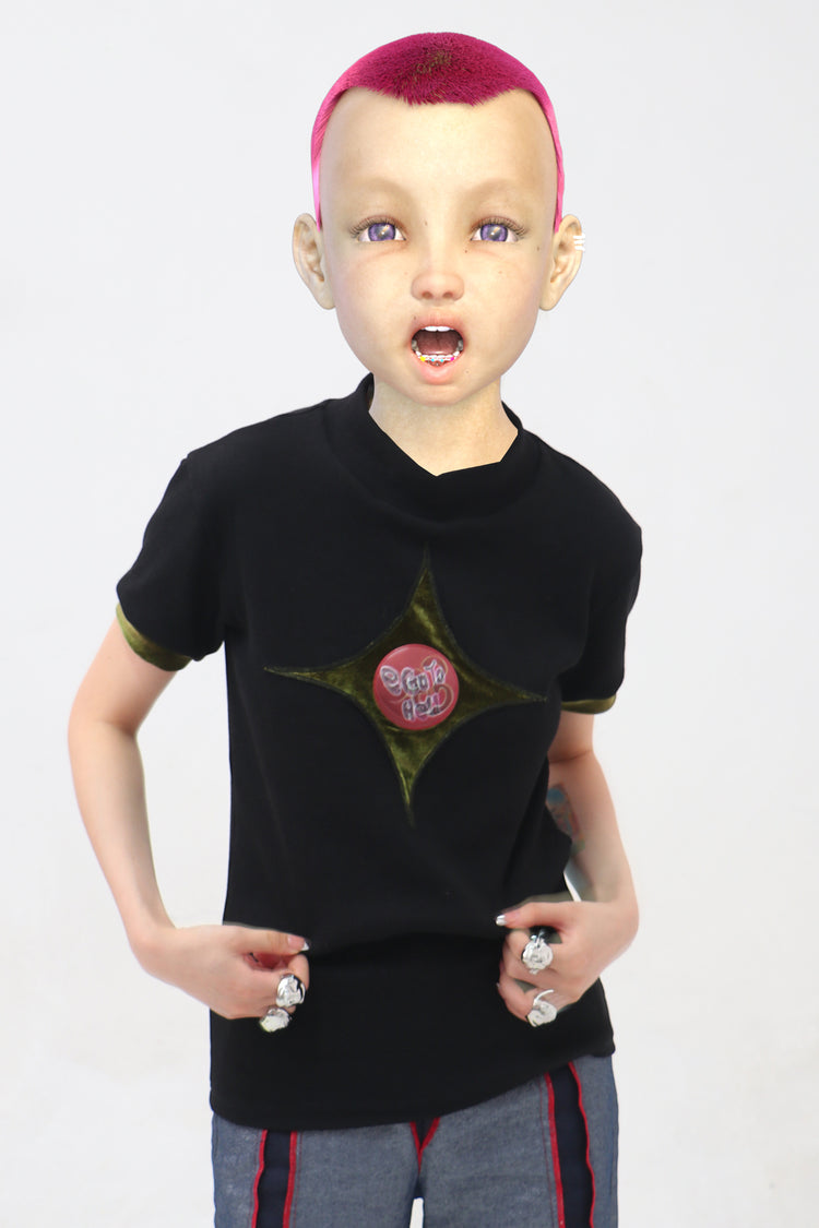 EMBRYO STARSHIFT 3D-effect fitted mock-neck tee — additional product detail view