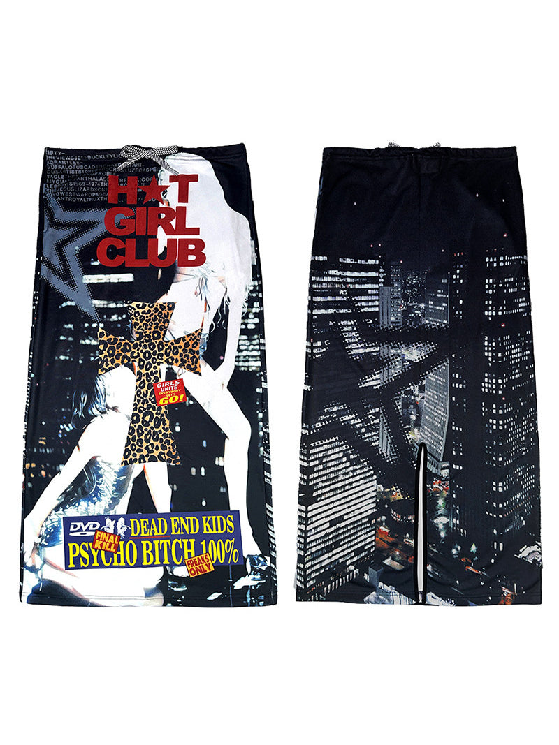 DEADENDKIDS HOT GIRL CLUB graphic maxi skirt — alternate modeled angle