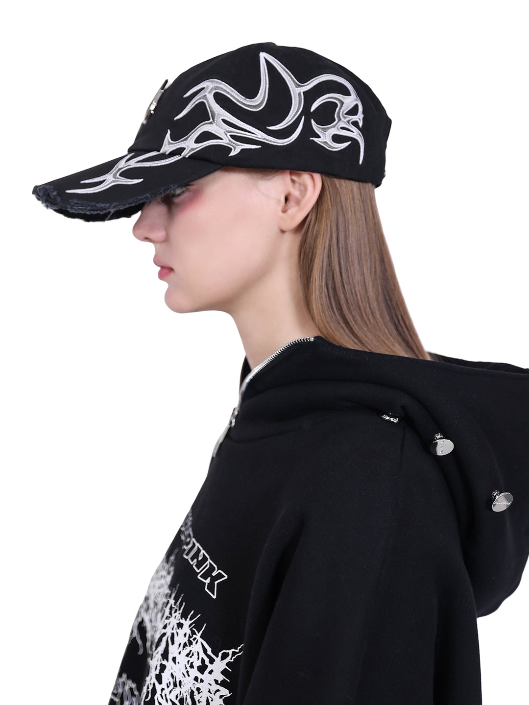 MASK DECOMPOSITION Y2K HOODED SWEATSHIRT