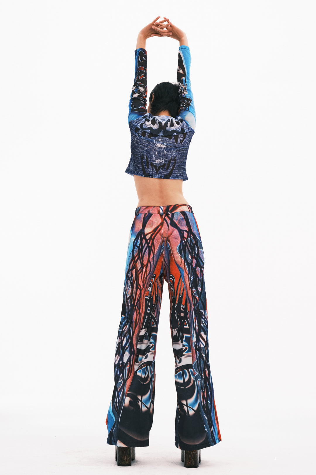 EMBRYO MYSTIC TOTEM fitted mesh crop top — material and hardware detail