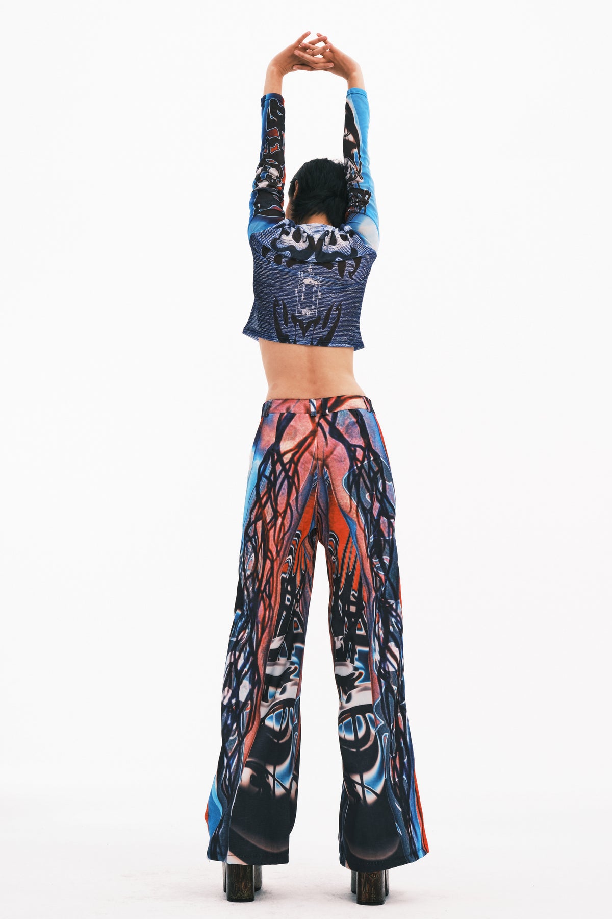 EMBRYO MYSTIC TOTEM fitted mesh crop top — material and hardware detail