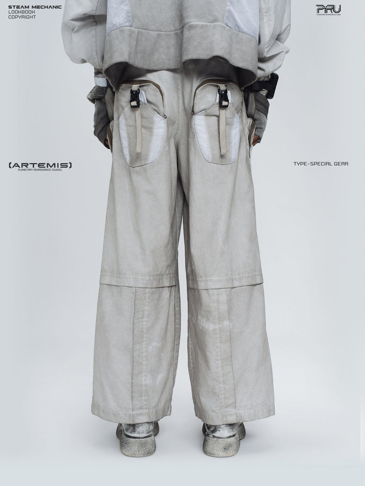 PIONEER eris white welded multi-pocket work pants — rear modeled view