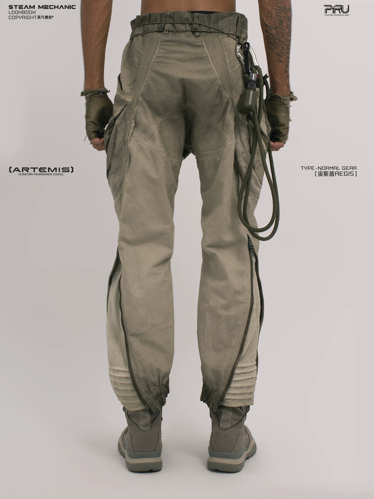 AEGIS lunar soil teal multi-pocket moto pants — material and silhouette detail
