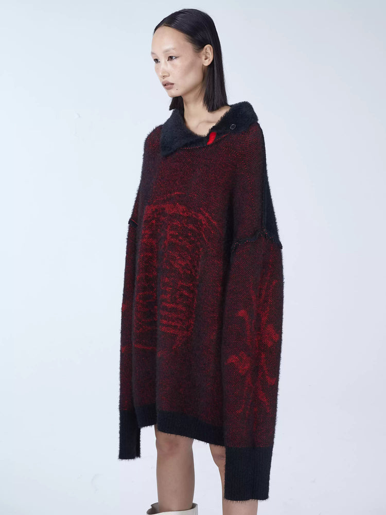 EMBRYO IMPERIAL SEAL reversible faux-mink sweater — side or detail presentation