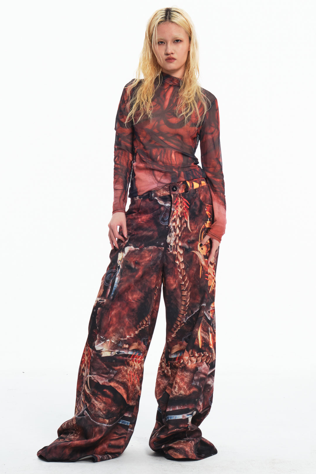 EMBRYO BONE RELIC printed wide-leg pants — alternate modeled angle