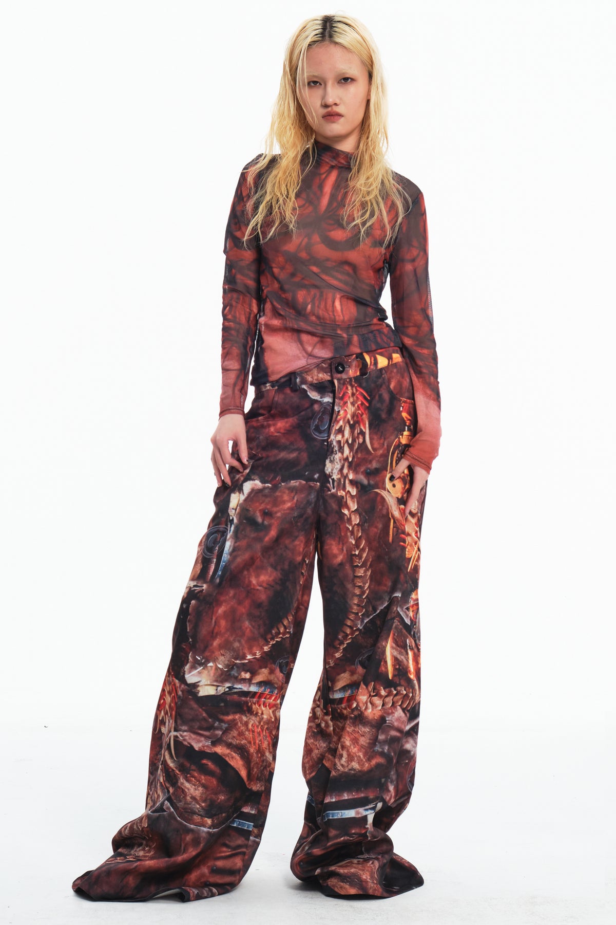 EMBRYO BONE RELIC printed wide-leg pants — alternate modeled angle