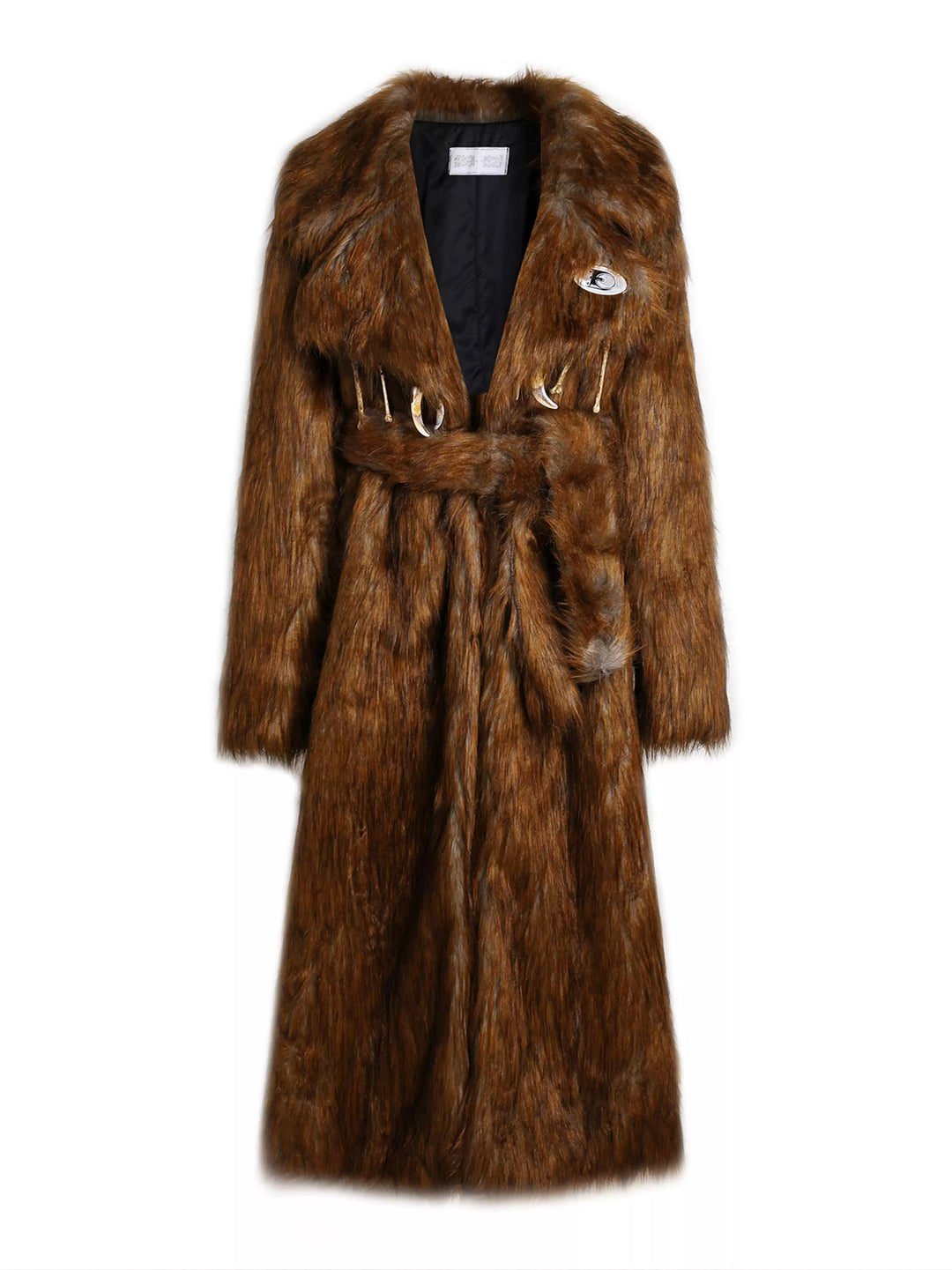 EMBRYO PRIMAL BONE extra-long faux-fur coat — alternate styled presentation