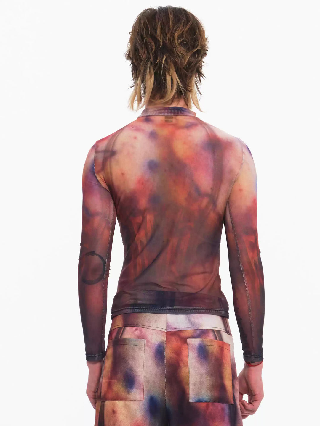 EMBRYO BRUISE SIGNAL printed mesh top — rear or construction presentation