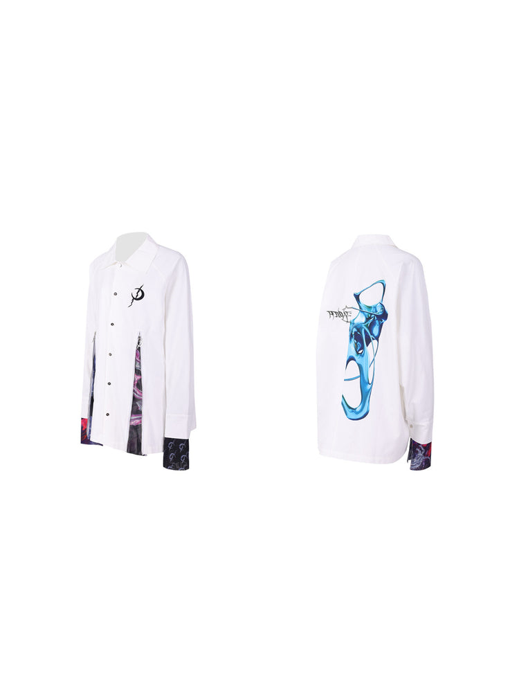 PINKSPINK COSMOS zip-panel white trench coat in white — front and back garment-only views