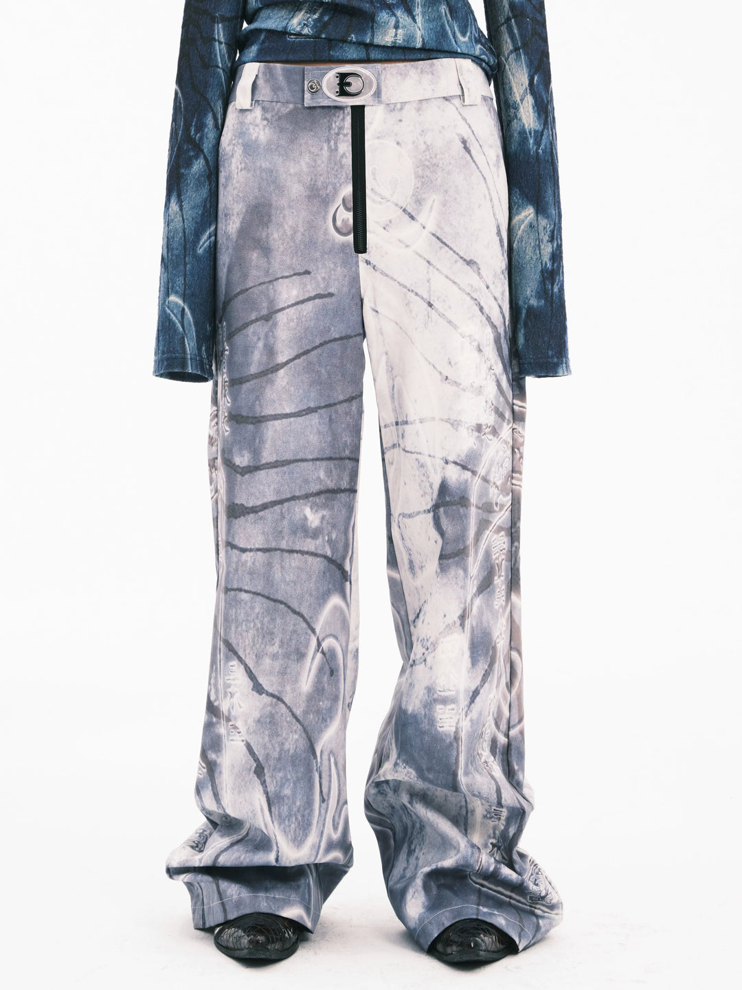 EMBRYO ANCIENT CODE coated wide-leg pants — front product presentation