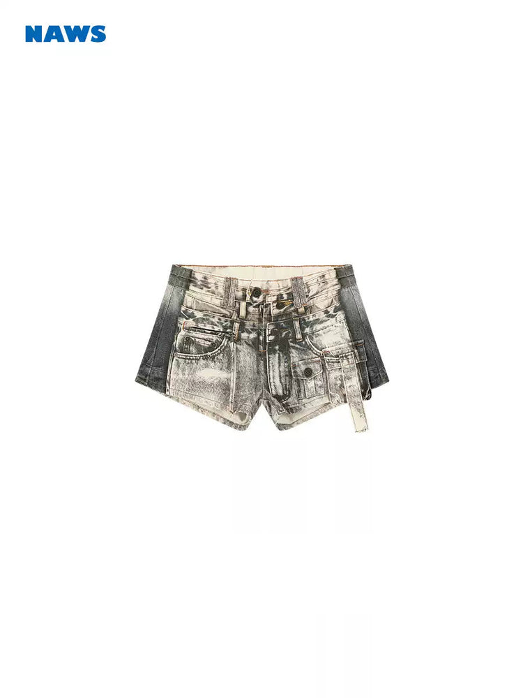 NAWS PRINTLAB multi-pocket denim shorts — alternate gallery view showing the design details