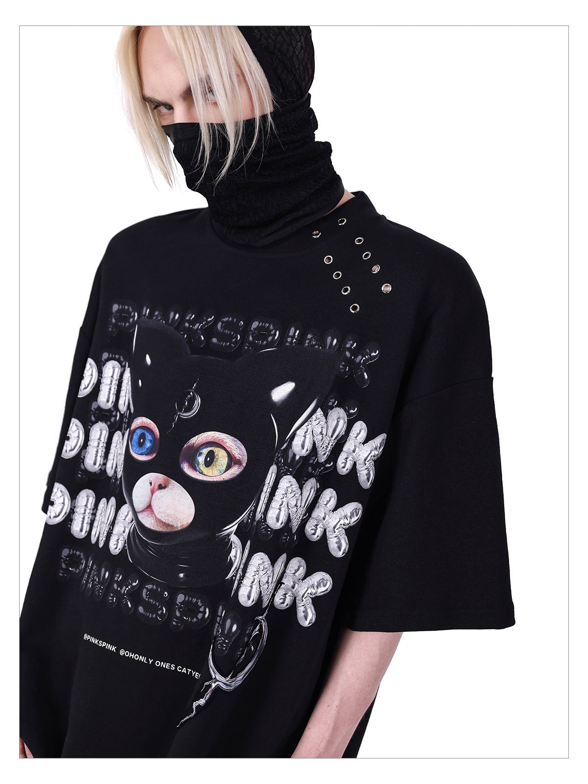 PINKSPINK GERMAN CAT oversized graphic tee — alternate angle showing the shape and finish