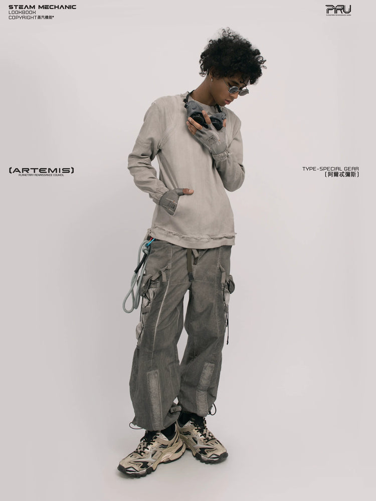 CHAOS ERA eris white raw-edge long-sleeve top — material and silhouette detail