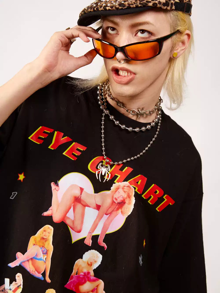 DEADENDKIDS EYE CHART oversized graphic tee — alternate product presentation