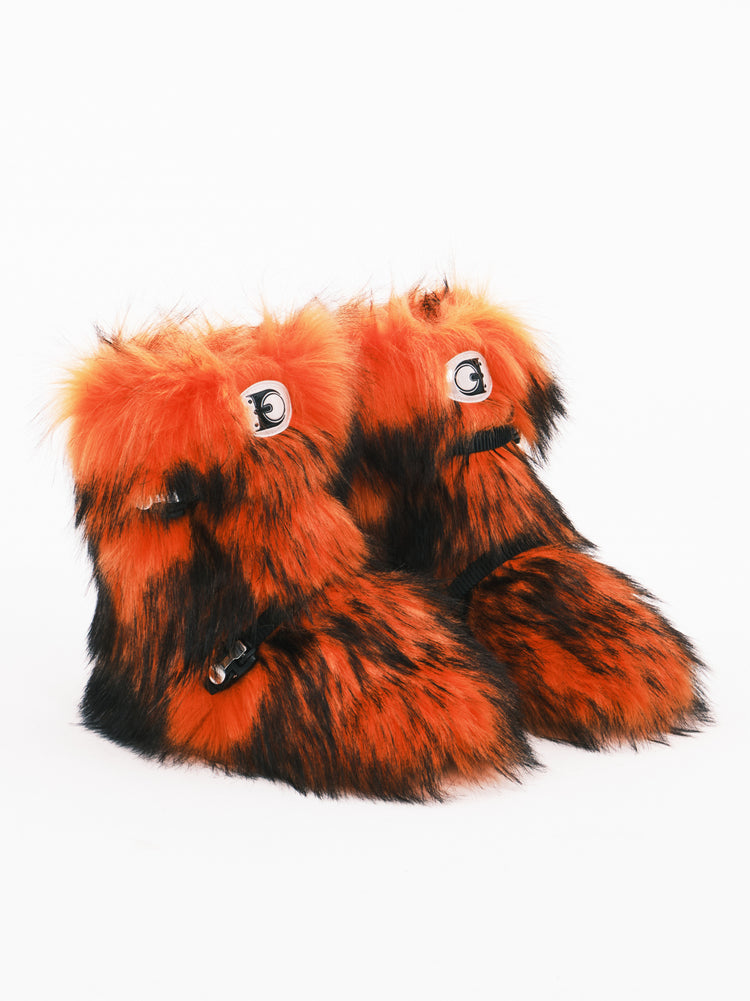 EMBRYO PRIMAL FUR long-pile snow boots — alternate styled presentation