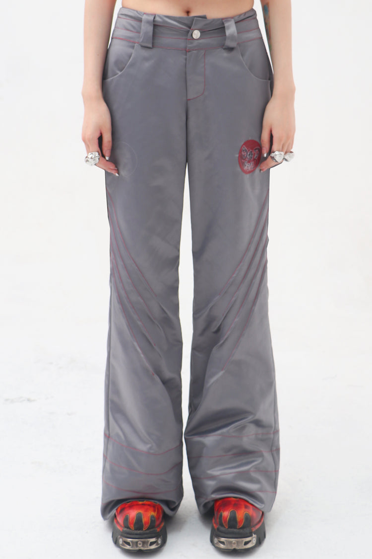 EMBRYO STARSHIFT ruched 3D-effect pants — alternate modeled angle