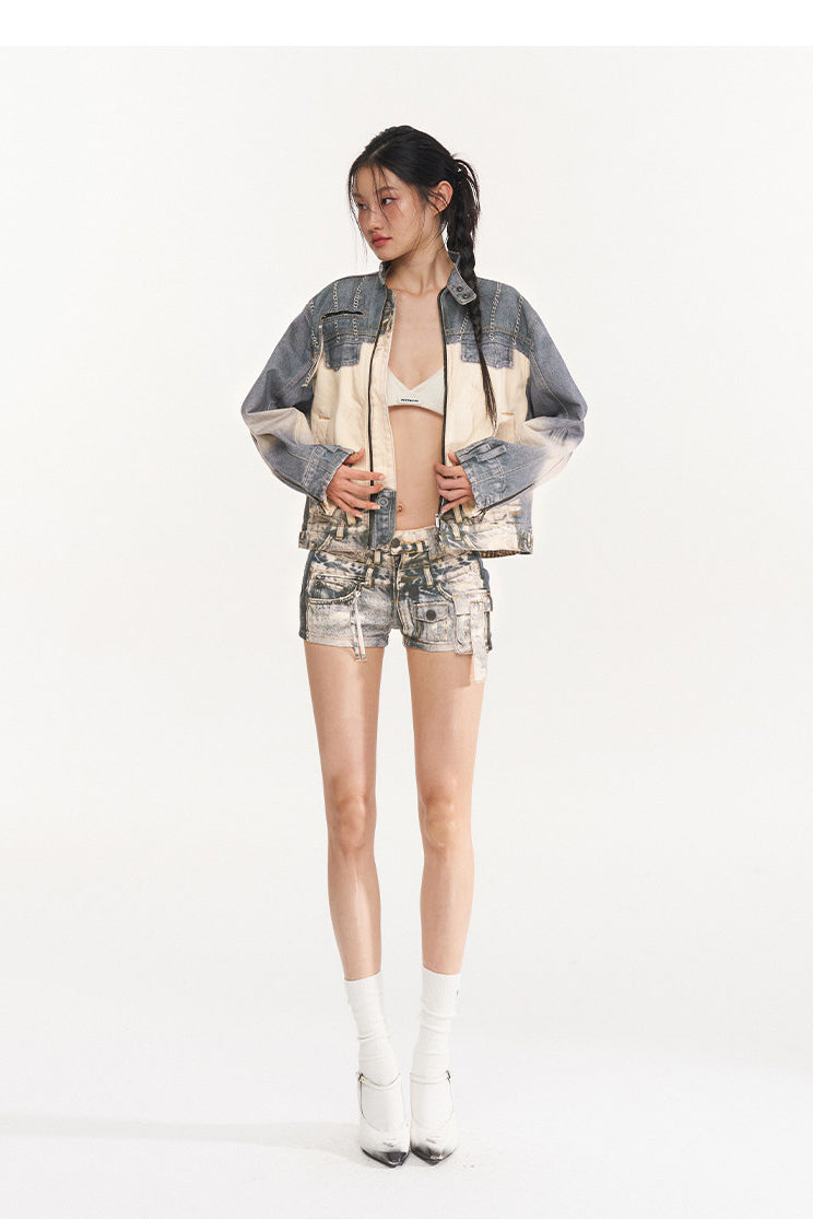 NAWS PRINTLAB multi-pocket denim shorts — cleaned hero collage showing the complete design