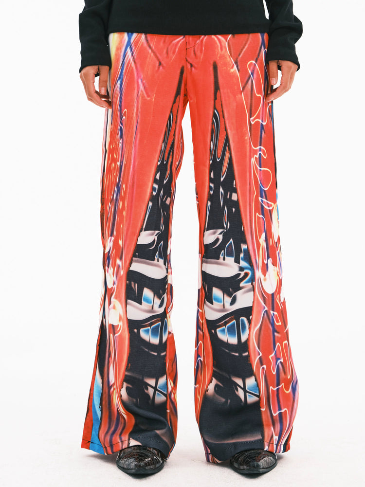 EMBRYO NEURAL FIRE printed flare pants — front product presentation