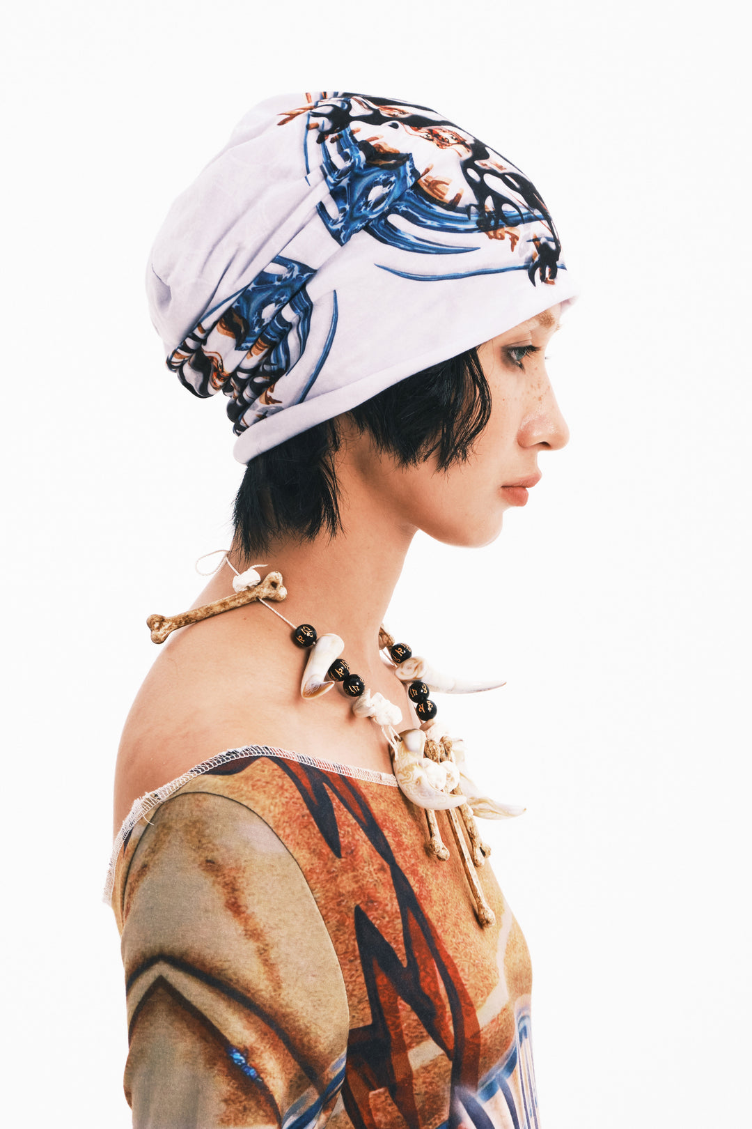 EMBRYO TRIBAL ENTITY graphic slouch beanie — construction detail
