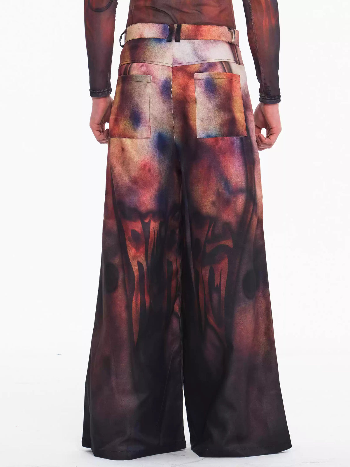 EMBRYO BRUISE SIGNAL printed wide-leg pants — side or detail presentation