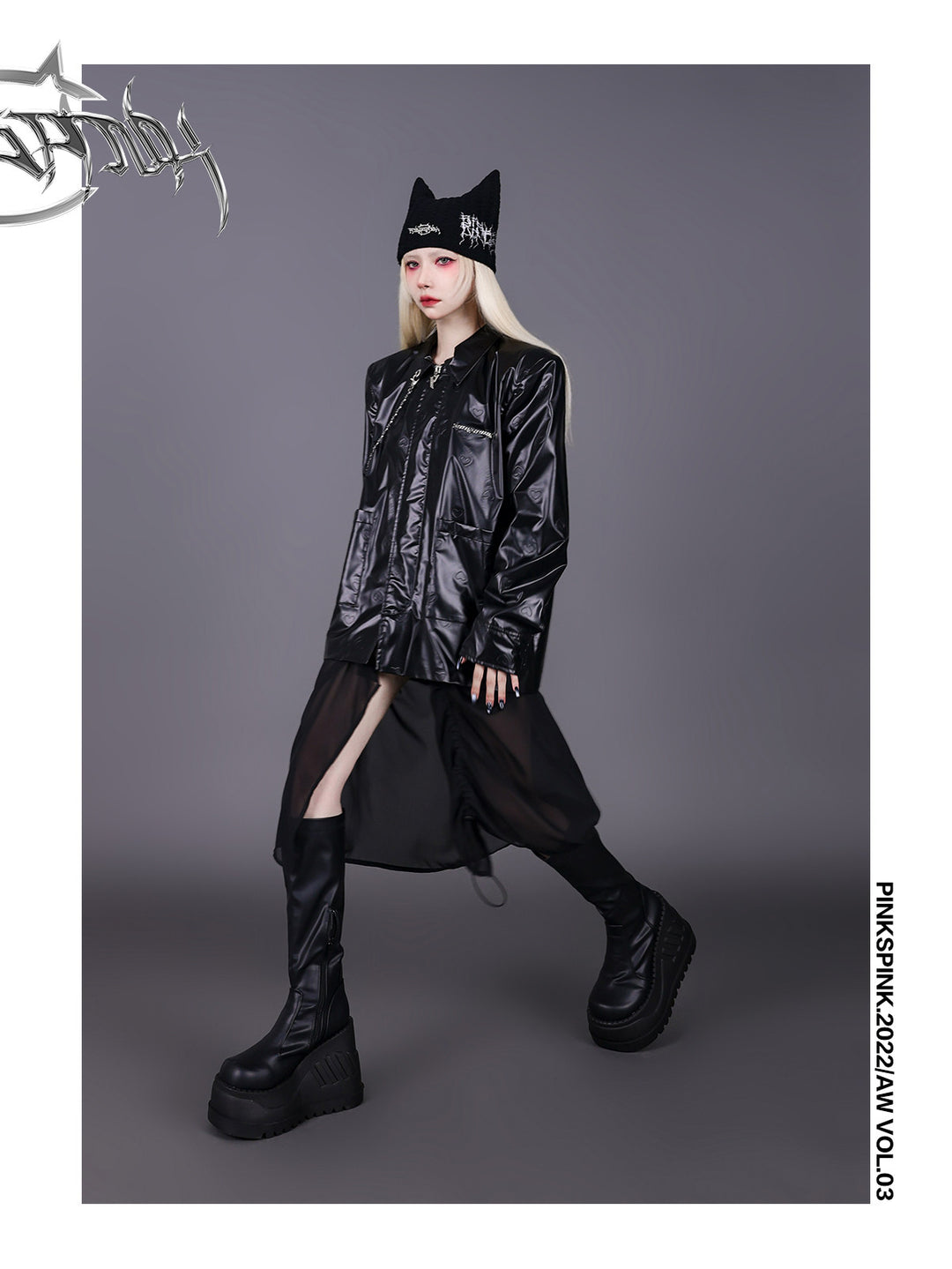 PINKSPINK SPHYNX thorn-embroidered cat-ear beanie — alternate gallery view showing the design details
