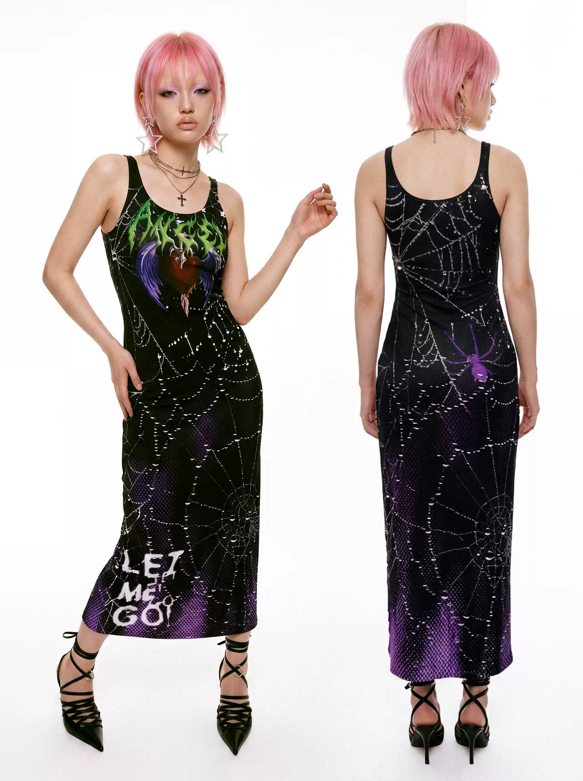 DEADENDKIDS DARK HEART fitted tank maxi dress — alternate product presentation