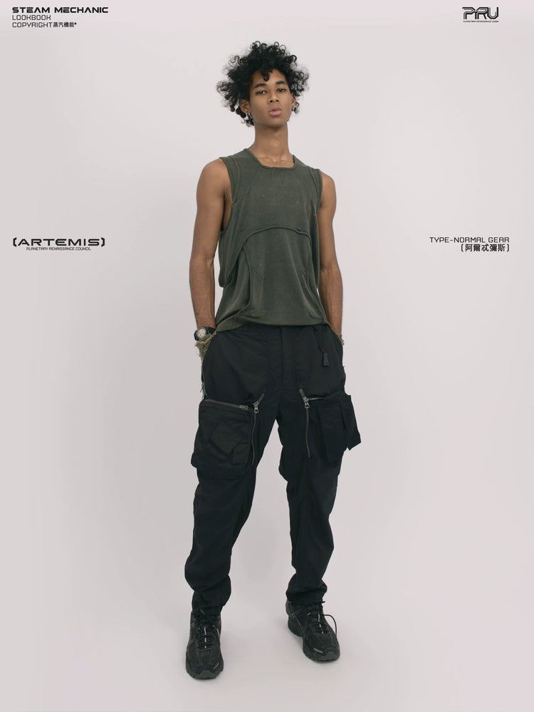 RIFT ARC moss green deconstructed tank — side modeled view