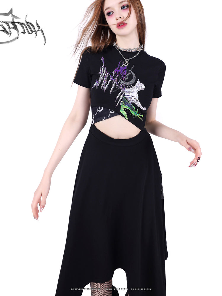 PINKSPINK ELECTRIC MOON reconstructed cutout dress — alternate angle showing the shape and finish