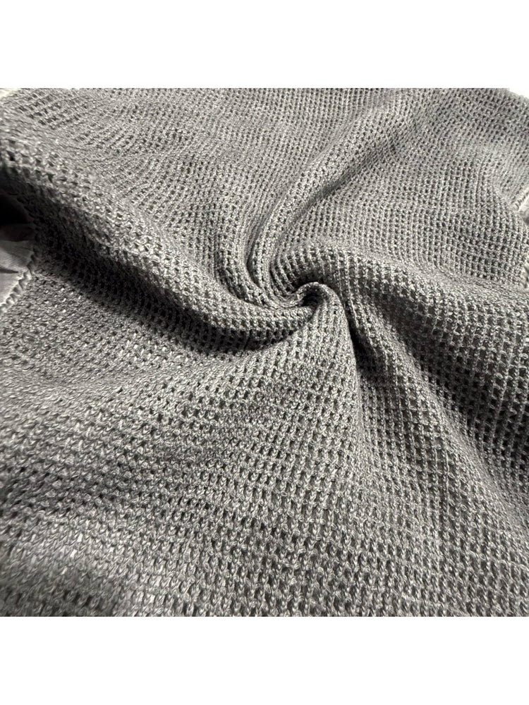 PIONEER meteorite-gray mesh hoodie — close-up of the open mesh fabric texture