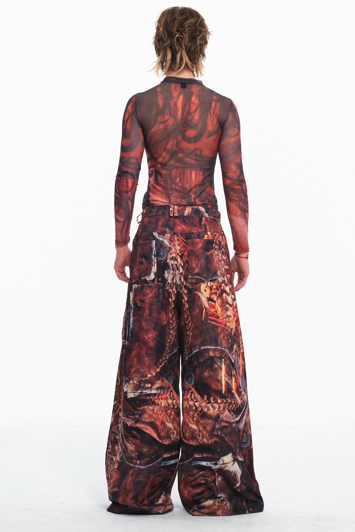 EMBRYO BONE RELIC printed wide-leg pants — construction detail