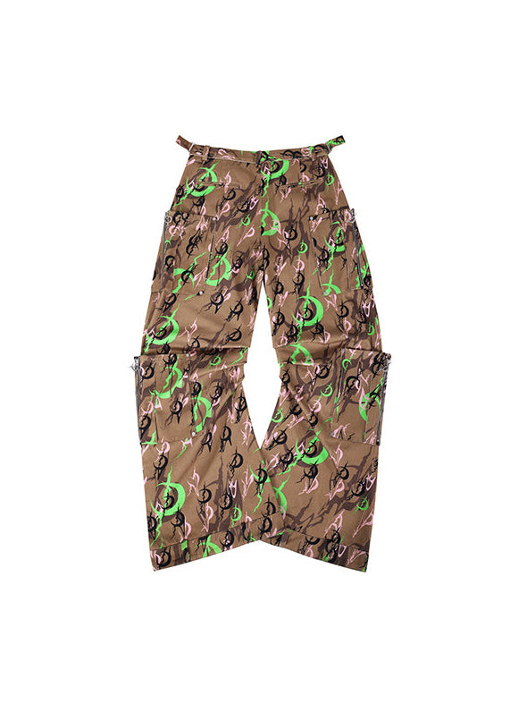 PINKSPINK ELECTRIC MOON sculpted camo cargo trousers in CAMOUFLAGE — garment-only back.