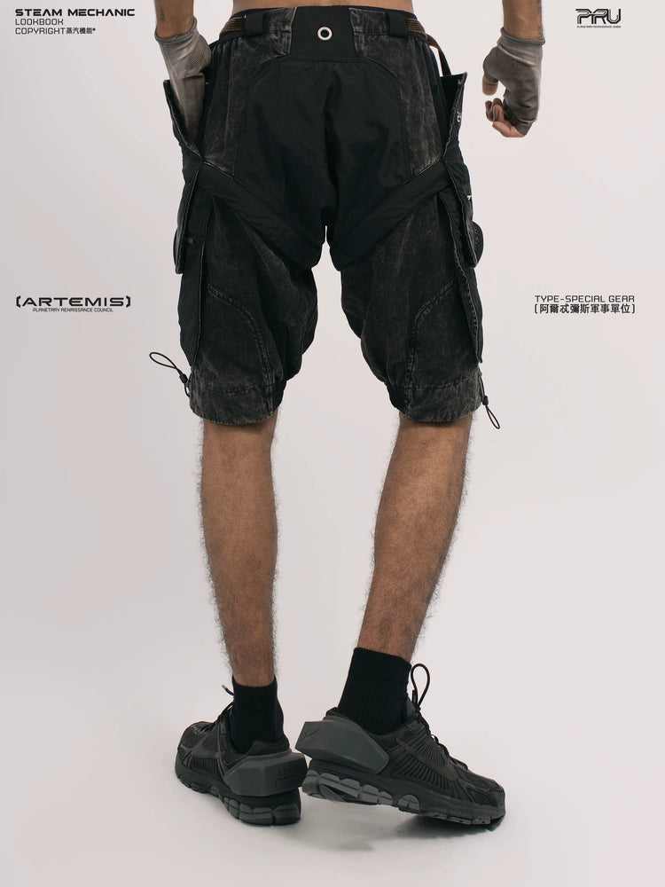 ARTEMIS blackbird black detachable technical shorts — material and silhouette detail