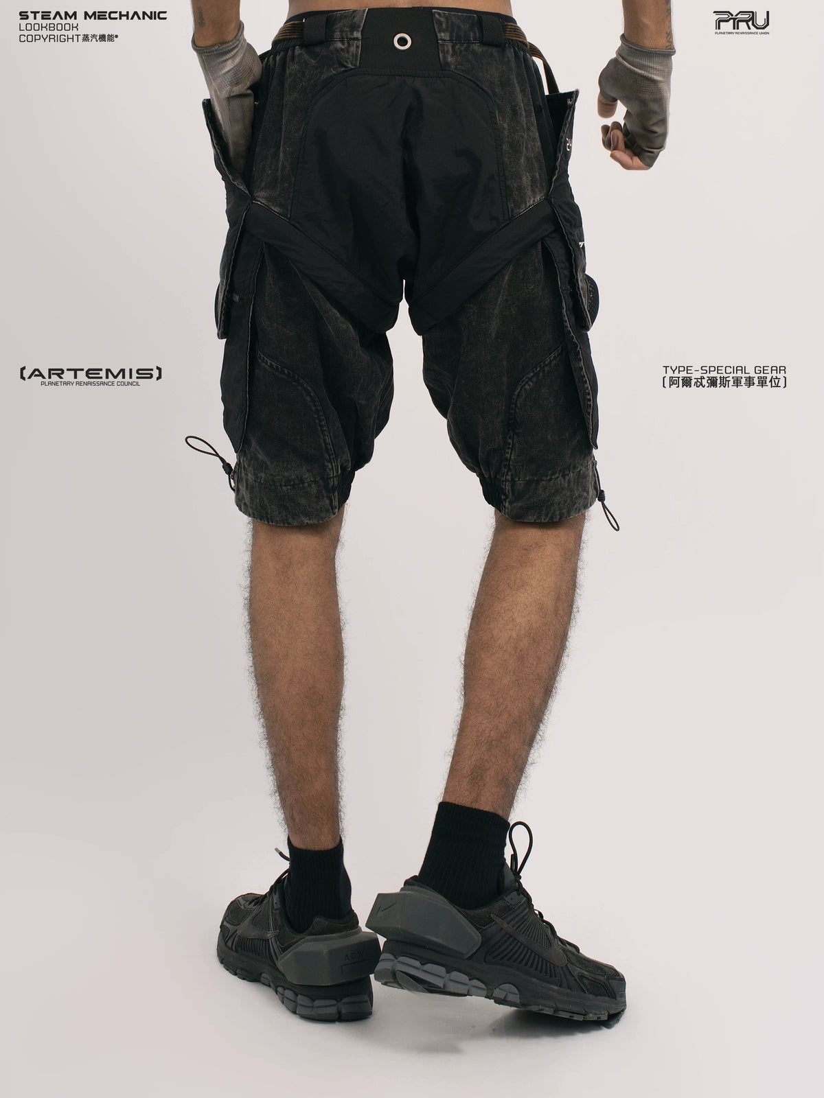 ARTEMIS blackbird black detachable technical shorts — material and silhouette detail