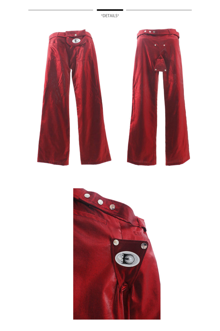 EMBRYO FIVE POISONS color-shift low-rise pants — product-only rear view