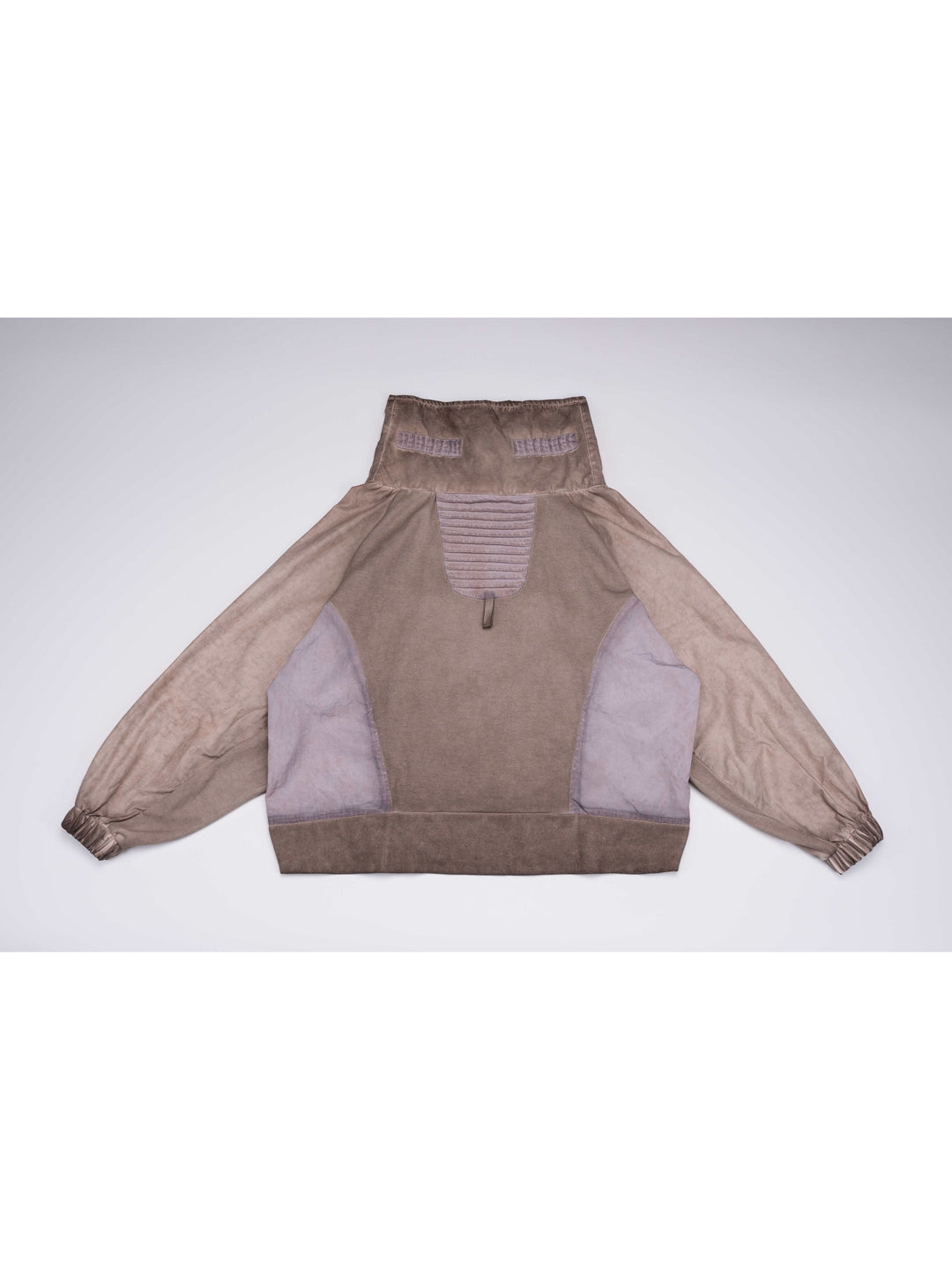 PIONEER venus orange detachable-pocket utility hoodie — back flat-lay view showing pleated contrast panels and extended back hem