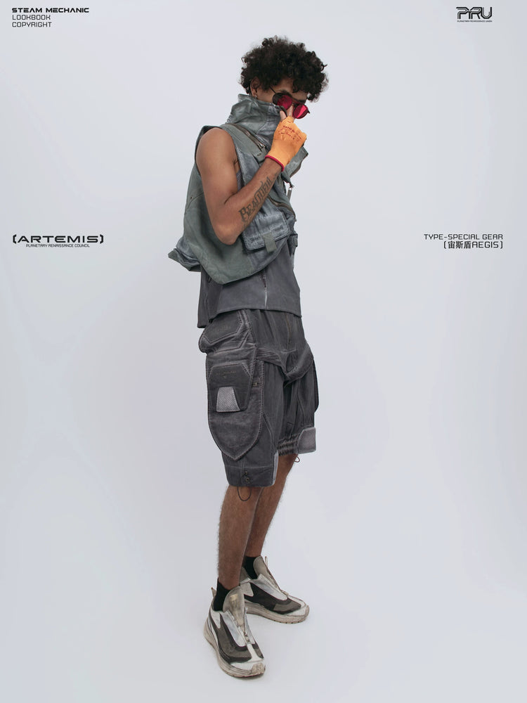AEGIS stellar blue distressed mesh tank — construction detail