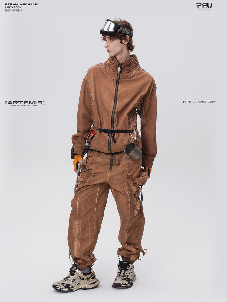 PIONEER venus orange distressed protection zip jacket — alternate product view
