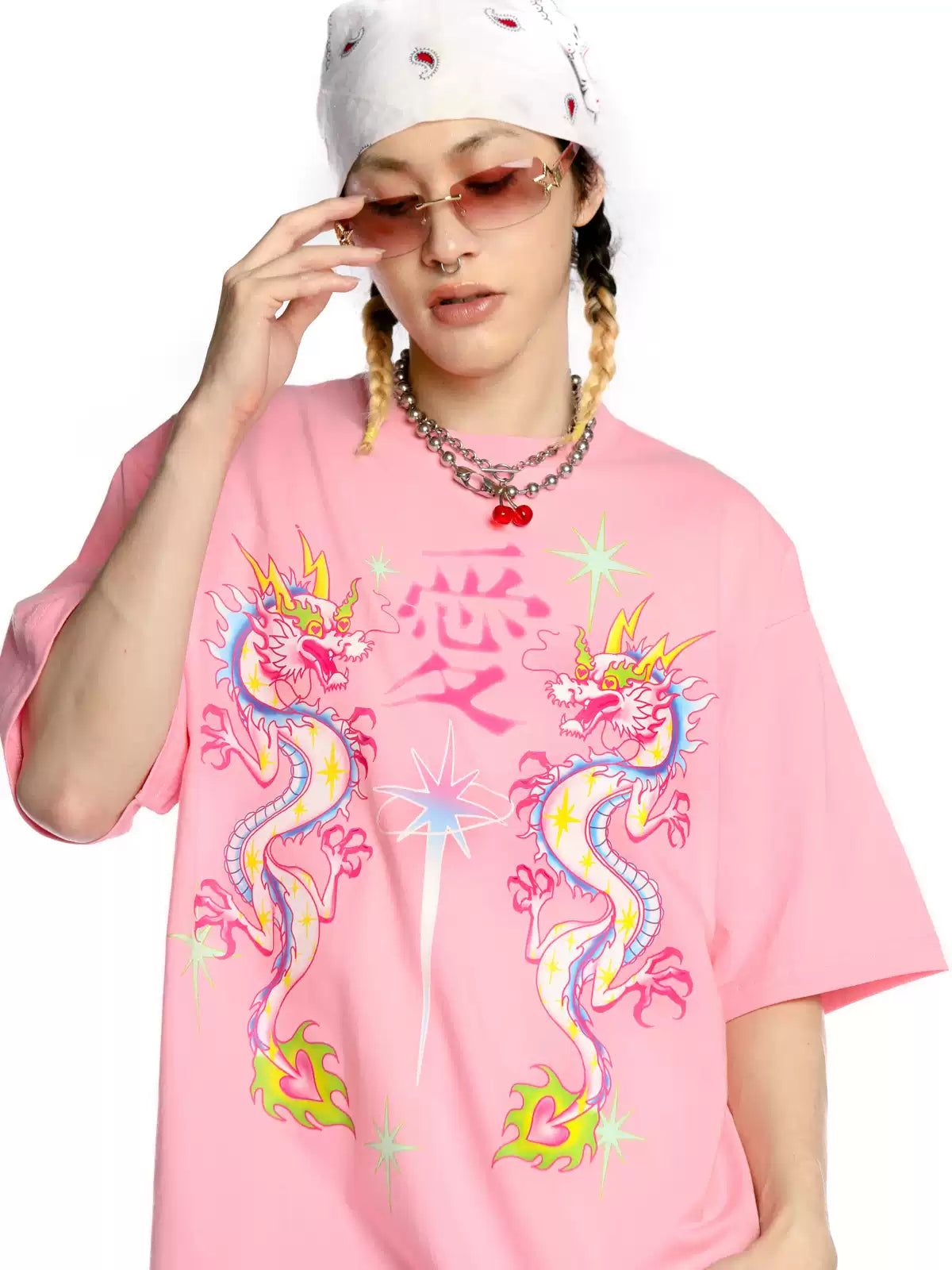 DEADENDKIDS DRAGON LOVE oversized graphic tee — alternate styled presentation