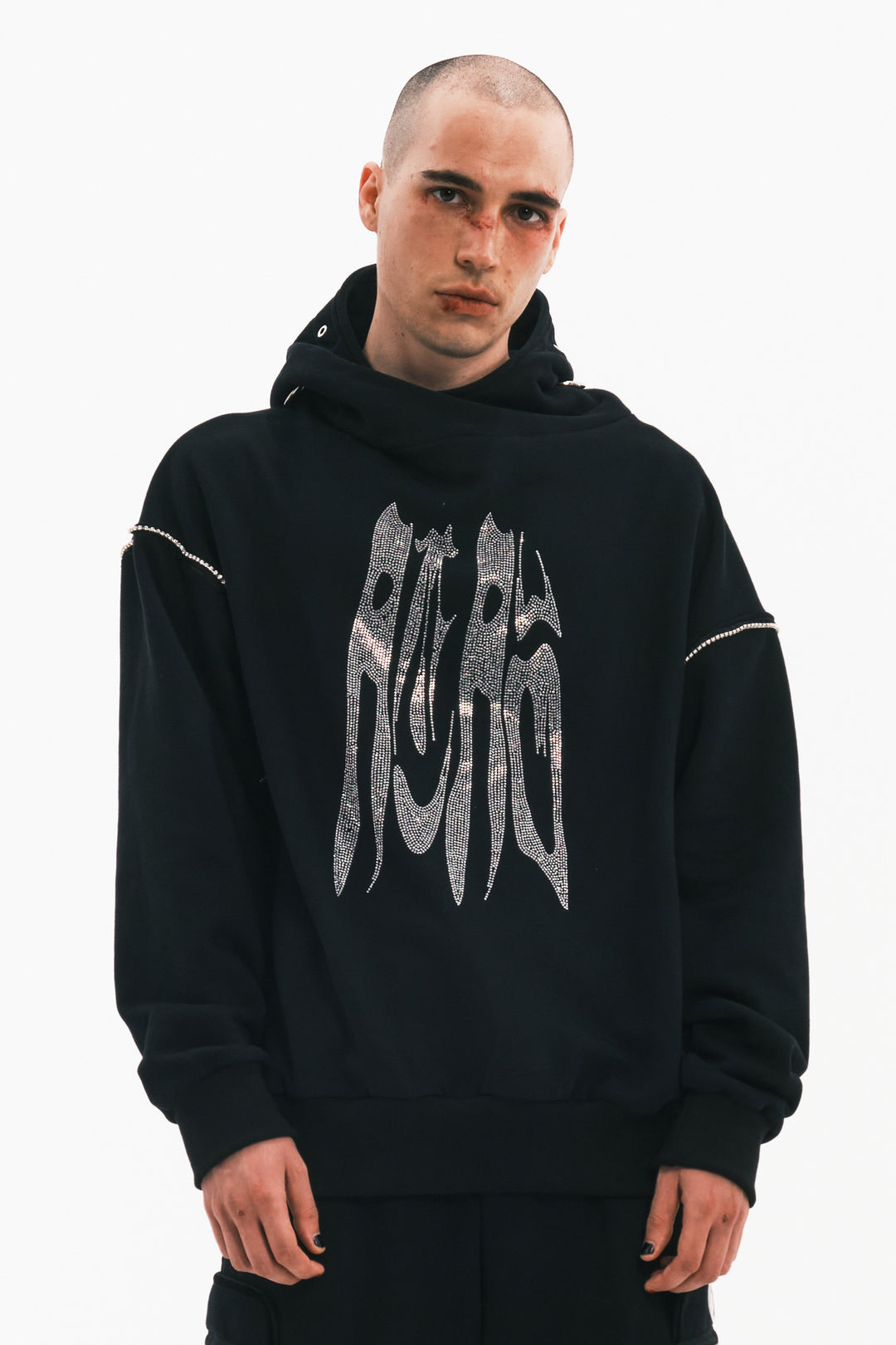 EMBRYO RHINESTONE RING oversized graphic hoodie — additional product detail view