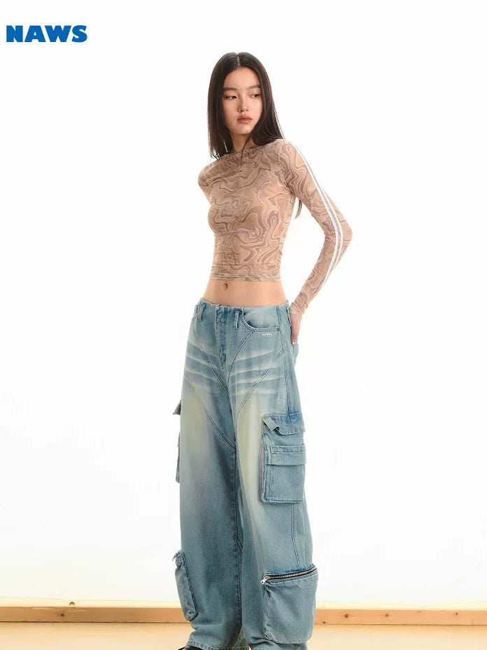 NAWS QUICKSAND striped sheer mesh tee — cleaned hero collage showing the complete design