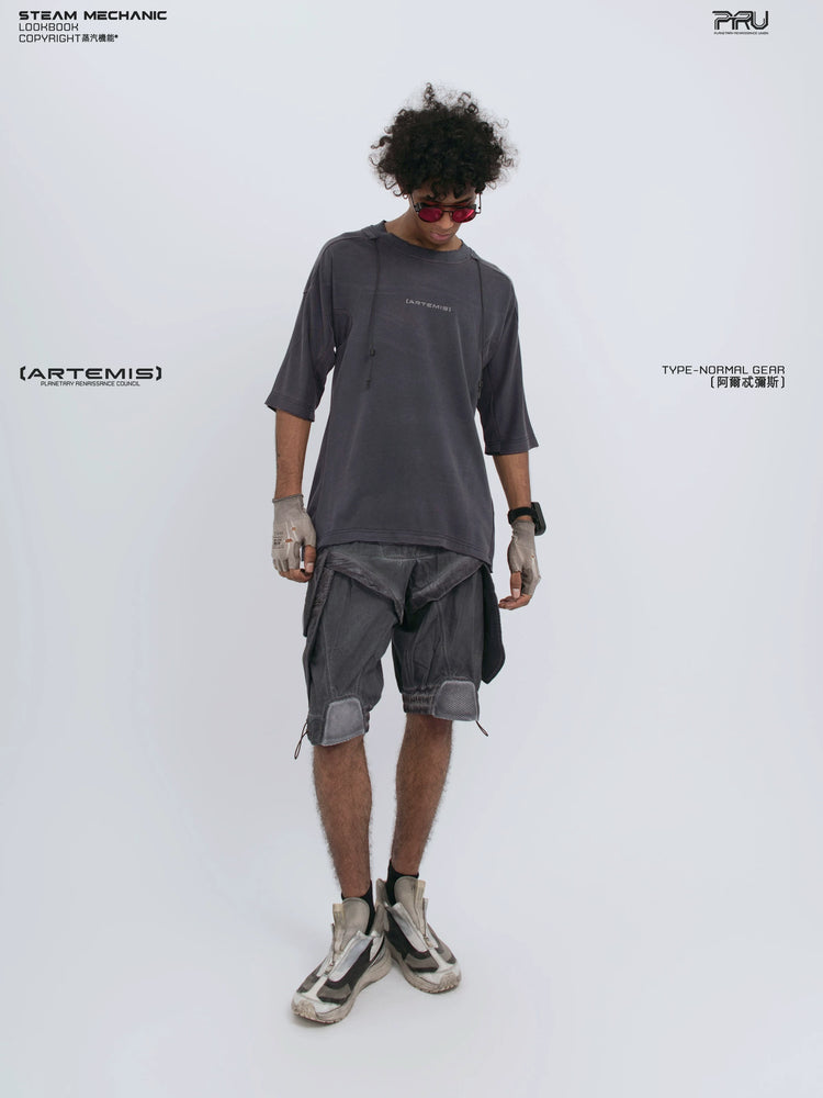 LIGHTSHADOW spirit deconstructed technical tee — full-length styled view