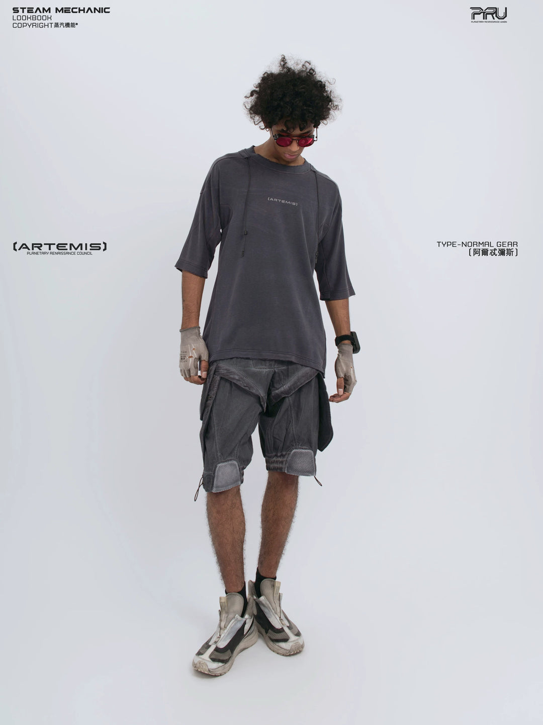 LIGHTSHADOW spirit deconstructed technical tee — full-length styled view