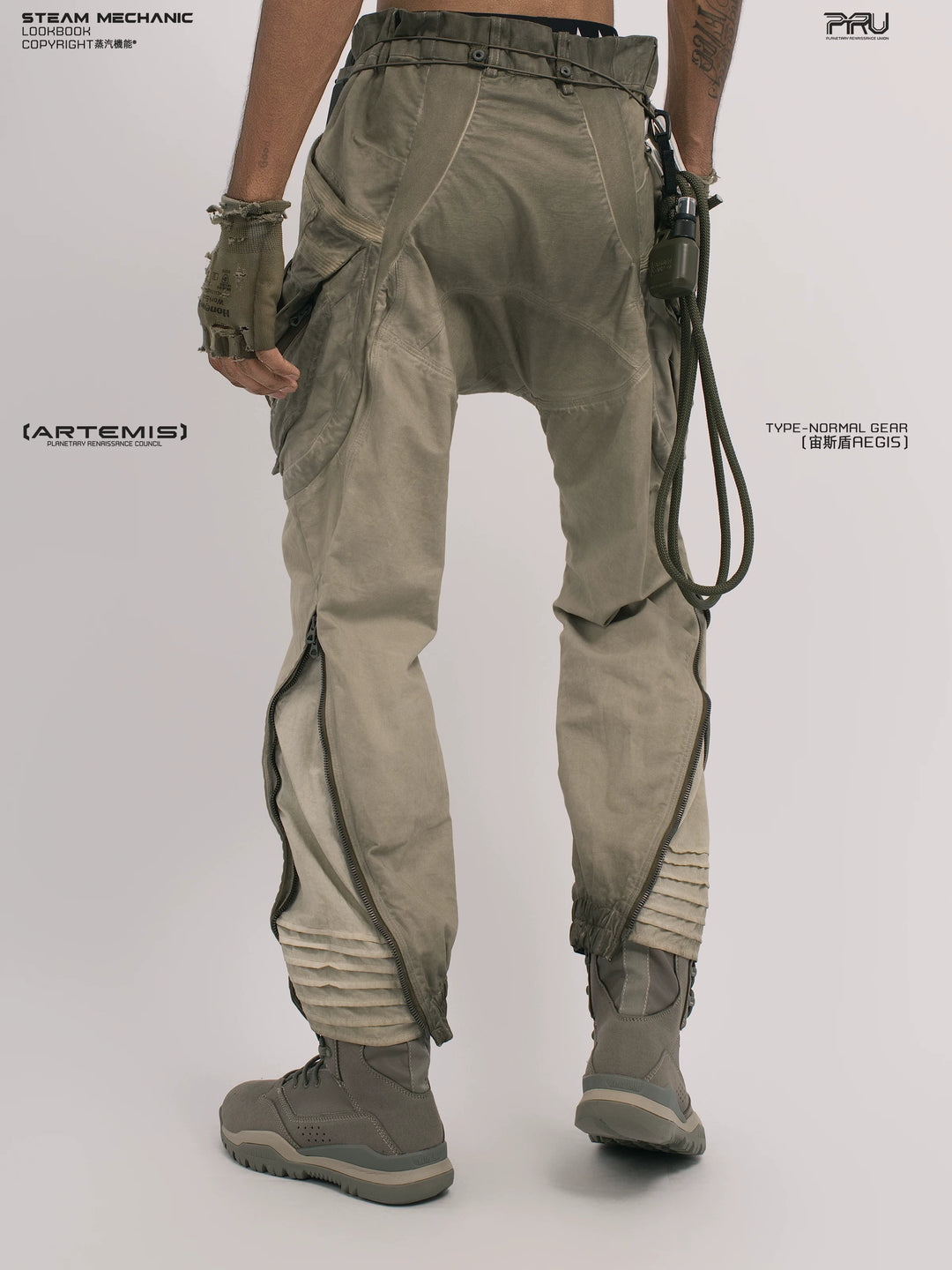 AEGIS lunar soil teal multi-pocket moto pants — alternate product view