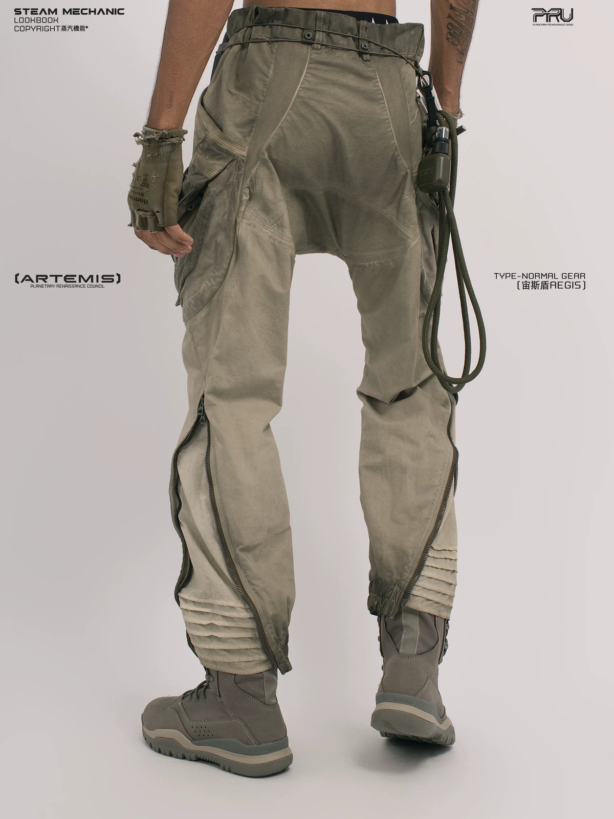 AEGIS lunar soil teal multi-pocket moto pants — alternate product view