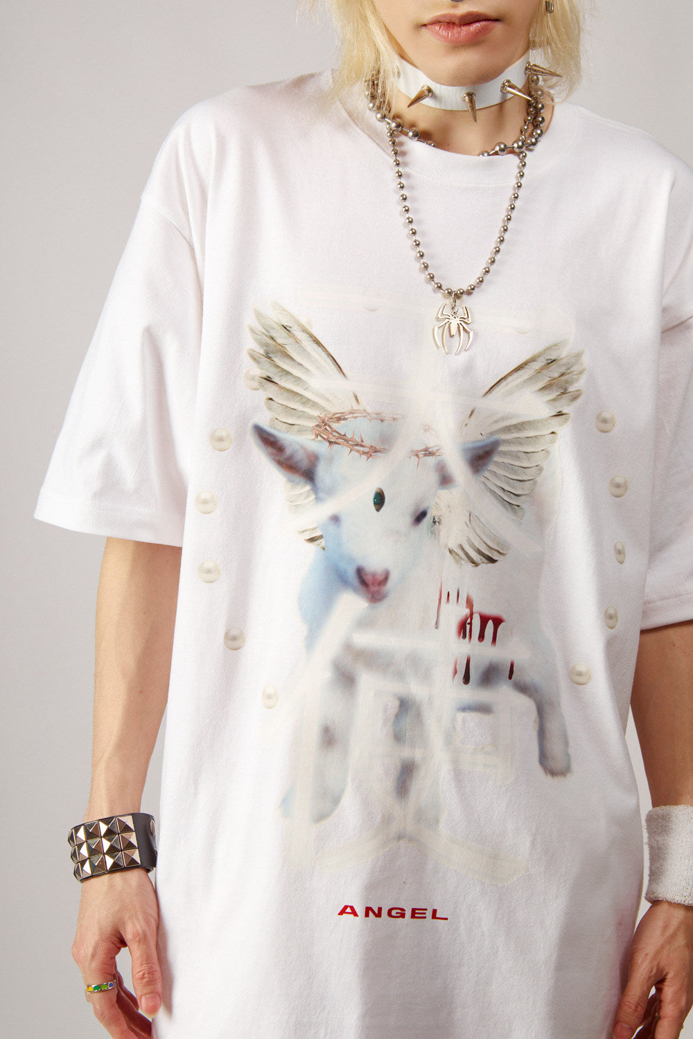 DEADENDKIDS ANGEL DEVIL oversized graphic tee — garment-only view