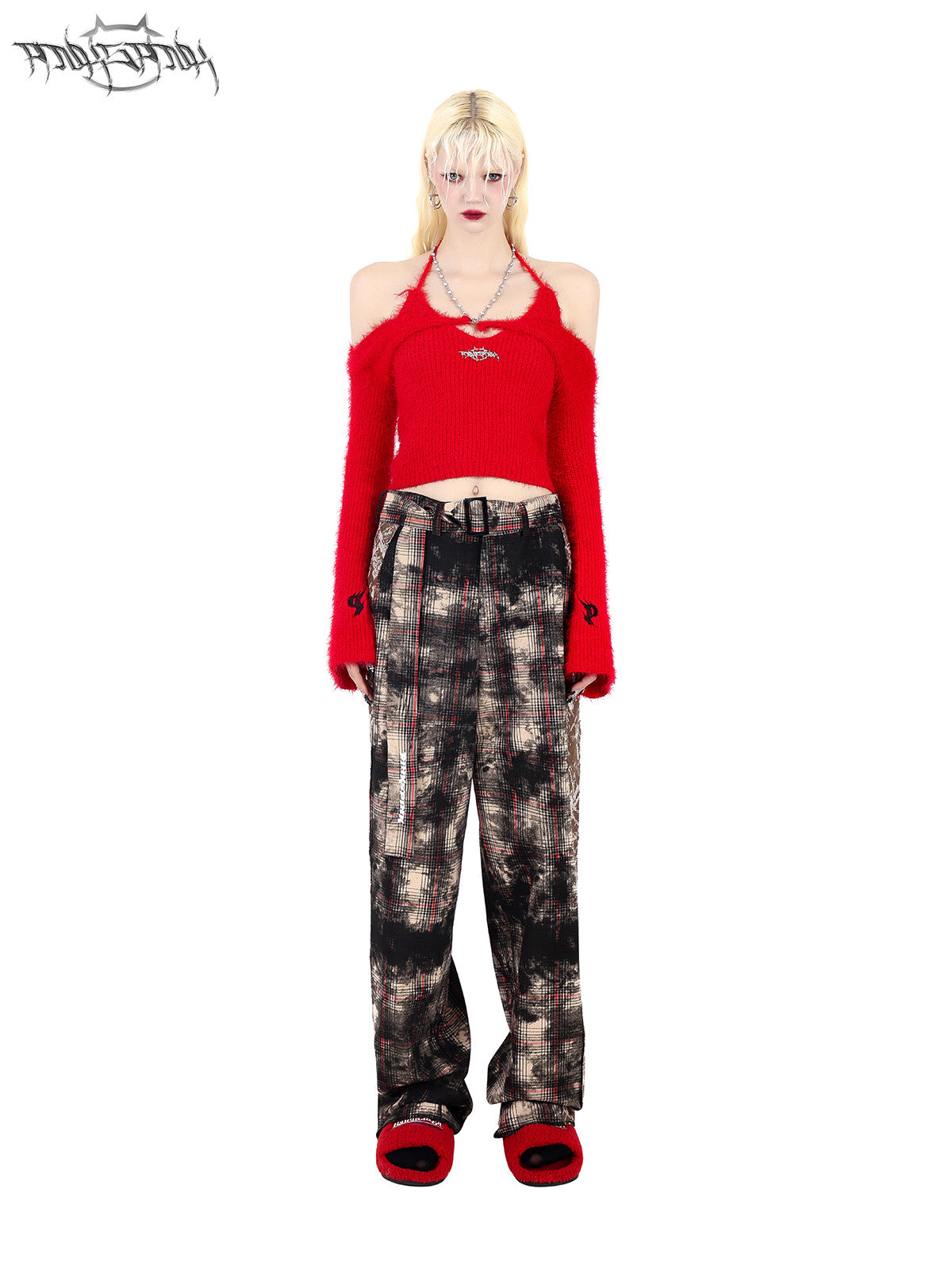 PINKSPINK CHAIN SIGNAL two-piece knit crop top — alternate gallery view showing the design details