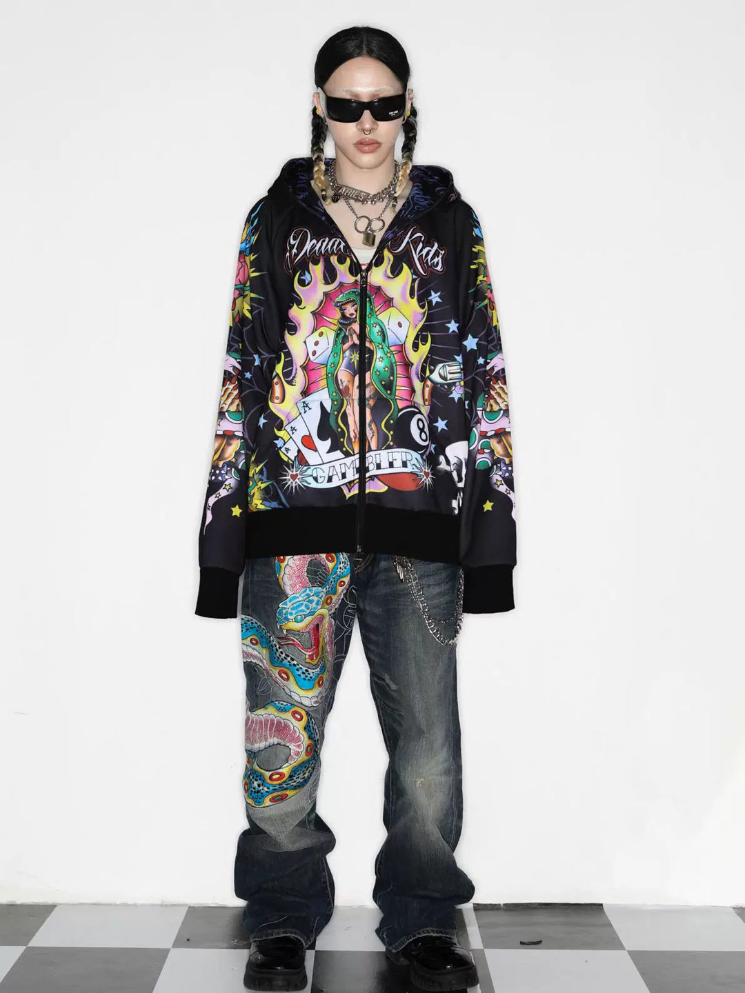 DEADENDKIDS WEST COAST oversized fleece hoodie — front product presentation