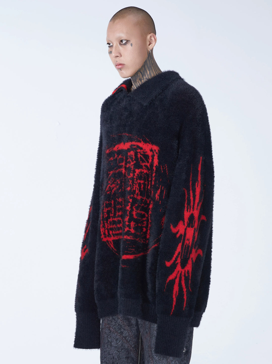 EMBRYO IMPERIAL SEAL reversible faux-mink sweater — front product presentation